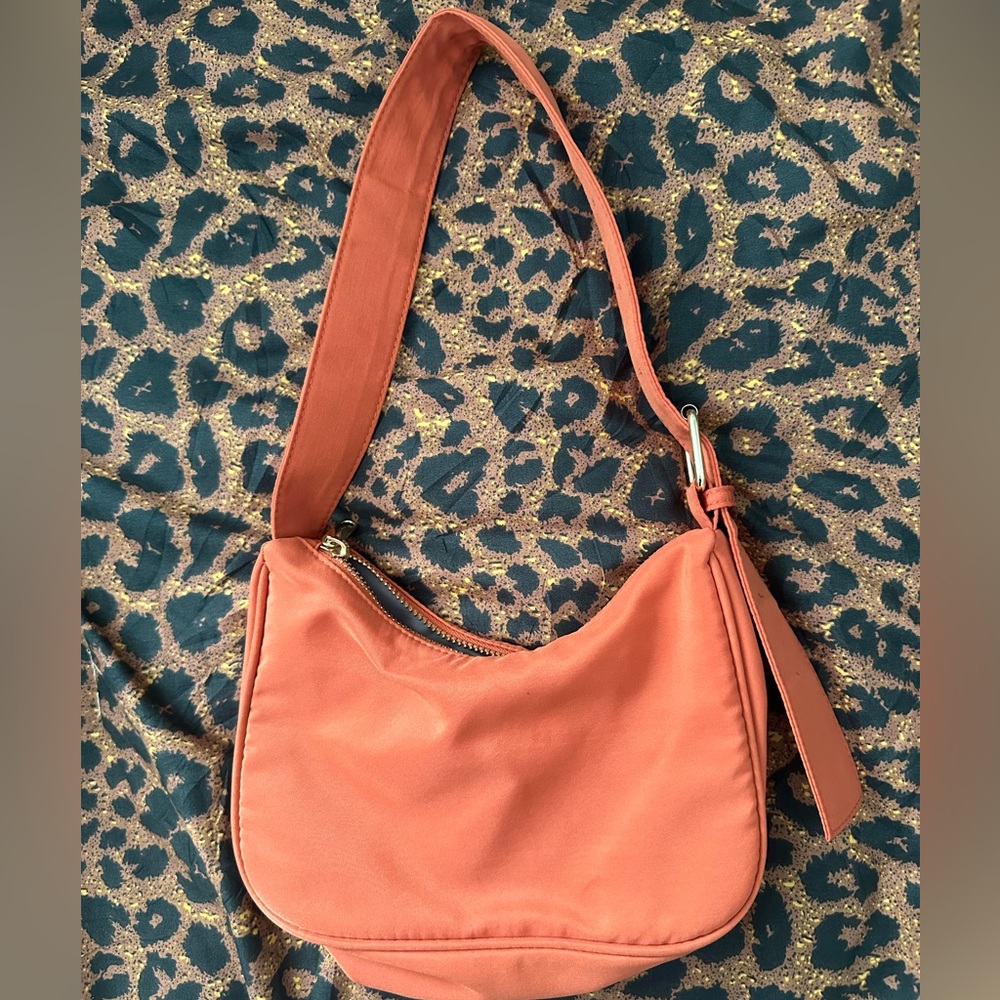 Orange Nylon Shoulder Bag